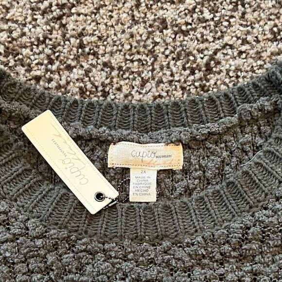 NWT CUPIO WOMAN BLUSH Long Sleeve Grey Knitted Sweater Size 2X - Picture 4 of 4